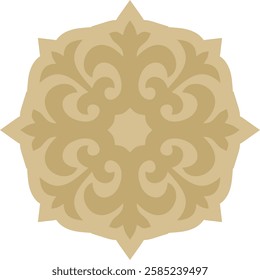 Vector golden  Kazakh national ornament. Ethnic pattern of the peoples of the Great Steppe,