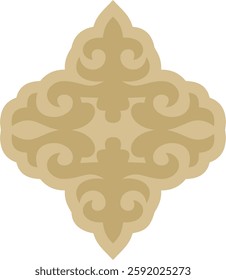 Vector golden  Kazakh national ornament. Ethnic pattern of the peoples of the Great Steppe,