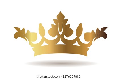 Vector golden king crown on white background. Vector Illustration. Emblem and Royal symbols.