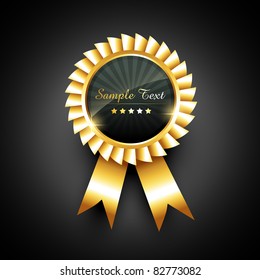 vector golden label with ribbon