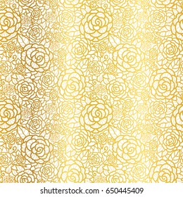 Vector Golden Lace Roses Seamless Repeat Pattern Background. Great For Wedding Or Bridal Shower Decor, Invitations, Gifts. Surface Pattern Design.