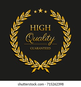 Vector golden laurel wreath. High quality label. Sale promotion icon