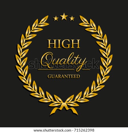 Vector golden laurel wreath. High quality label. Sale promotion icon