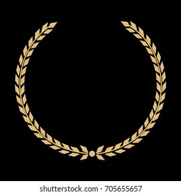Vector Golden Laurel wreath. Label winner, a symbol of victory, triumph and success on a black background. Vector