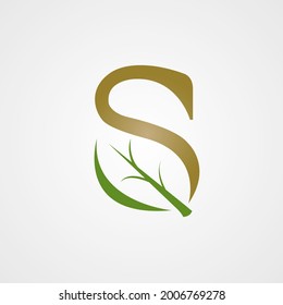 Vector Golden Leaf Letter S