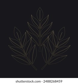 Vektorgrafik Goldene Blätter Botanisch Modern, Art Deco. Line Design für Innenarchitektur, Textil, Textur, Poster, Paket, Wrapper, Geschenke. Luxus