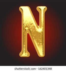 Vector golden letter on red