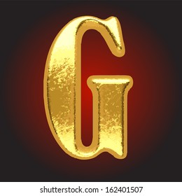 Vector golden letter on red