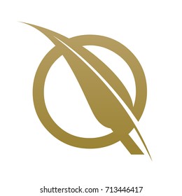 Vector Golden Letter Q Leaf Botanical Logo