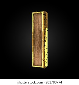 i vector golden letter with wood