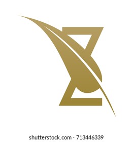 Vector Golden Letter Z Leaf Botanical Logo