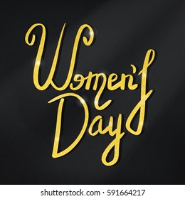 Vector golden lettering for Women's Day for decoration and greeting card on the black background