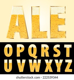 vector golden letters with beer texture 