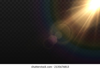 Vector Golden Light With Glare. Sun, Sun Rays, Dawn, Glare From The Sun Png. Gold Flare Png, Glare From Flare Png.