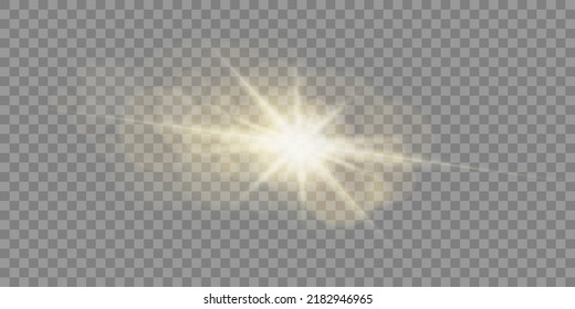 Vector Golden Light With Glare. Sun, Sun Rays, Dawn, Glare From The Sun Png. Gold Flare Png, Glare From Flare Png.