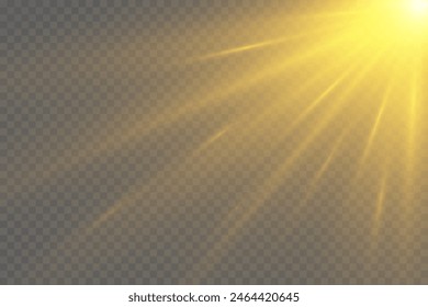 Vector de luz dorada con brillo. Sol, rayos de sol, amanecer, resplandor del sol. Llamarada de oro png, brillo de la llamarada png.