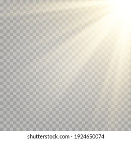 Vector Golden Light. Sun, Sun Rays, Dawn, Star, Flare Png. Golden Star. Golden Flash Png. Vector Image.	