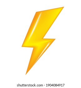 Vector golden lightning bolt isolated on white background. Super speed hero sign or label on white
