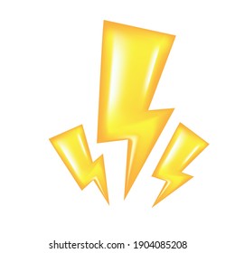 Vector golden lightning bolt isolated on white background. Super speed hero sign or label on white