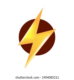 Vektor-goldener Blitz einzeln auf weißem Hintergrund. Super-Speed-Heldenzeichen oder -Etikett auf Weiß