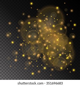 Vector golden lights concept abstract on transparent chess board background. Luxury design. Vector illustration