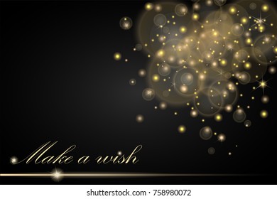 Vector golden lights concept abstract on black ambient blurred background. Luxury design. Vector illustration