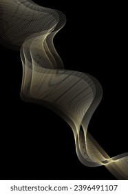 Fondo abstracto de línea dorada vectorial con ola de oro sobre fondo negro para la fiesta de Navidad, tarjeta de Año Nuevo, boda, fiesta de soltera, fiesta de ducha de bebé, cumpleaños, casino.