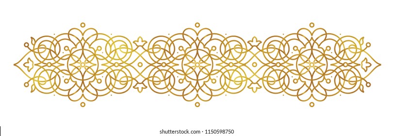 Vector golden line art element for design template. Luxury ornament in Eastern style. Premium floral illustration. Ornate decoration for invitation, card, thank you message, label, badge, tag.