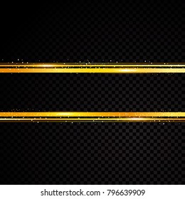Vector golden line banner. Isolated on black transparent background. Vector illustration