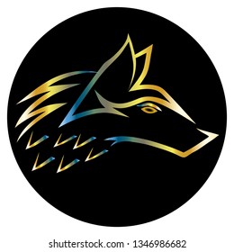 vector golden line wolf