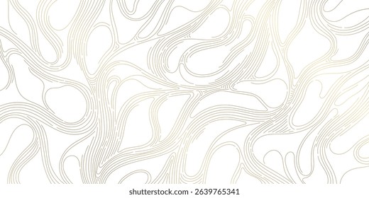 Vector golden line wood texture, wavy abstract luxury pattern. Modern flow art graphic, hair, topographic stroke illustration