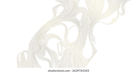 Vector golden line wood texture, wavy abstract luxury pattern. Modern flow art graphic, hair, topographic stroke illustration