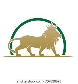 Vector Golden Lion Walk Single Crowning Logo