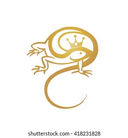 vector golden lizard logo isolated on white background