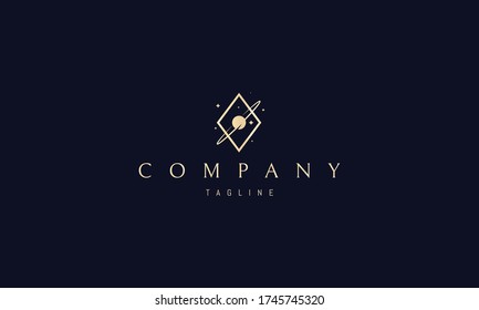 Logotipo vectorial dorado de una imagen abstracta de un planeta y estrellas en un autobús.