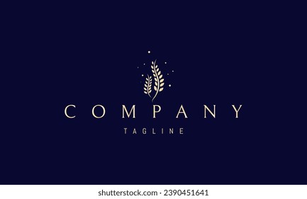 Vector golden logo with an abstract image of two ears of wheat.