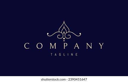 Logo de oro vectorial con una imagen abstracta de un patrón decorativo con una gota.
