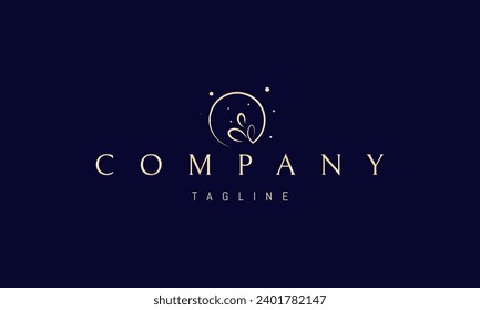A vector golden logo with an abstract image of three leaves in a circle.