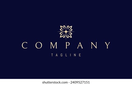 Vector golden logo with an abstract image of a star pattern with leaves.