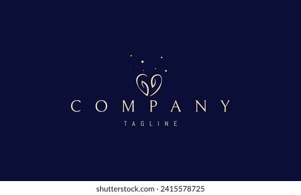 A vector golden logo with an abstract image of a heart made up of two doves.
