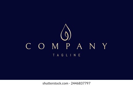 A vector golden logo with an abstract image of a drop of water with a sprout inside.