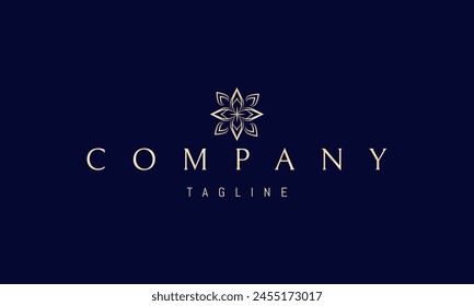 Ein goldenes Vektorgrafik-Logo mit einem abstrakten Bild eines Blattmusters.