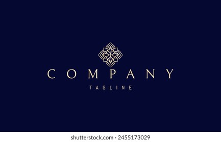 Un logotipo dorado de Vector con una Imagen abstracta de un patrón en forma de diamante oriental.