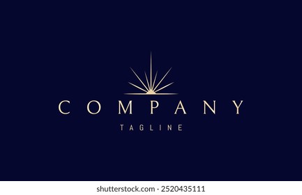 Vector golden logo with an abstract image of a shining mountain.