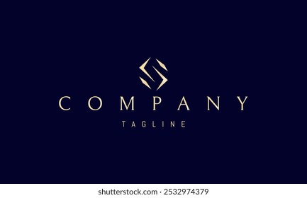 Logotipo dorado de Vector con una Imagen abstracta de la letra S en forma de diamante facetado.