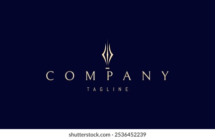 Logotipo dourado vetorial com uma imagem abstrata de uma tocha na forma de um tridente.