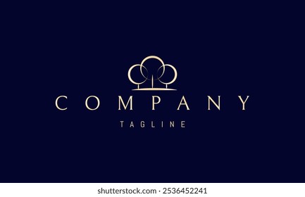 Vector golden logo with an abstract image of three trees with a round crown.
