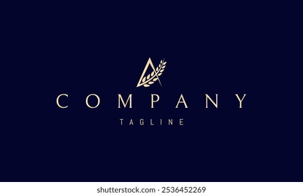 Vector golden logo with an abstract image of a wheat ear in the shape of the letter A.