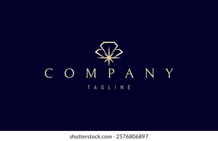 Vector golden logo with an abstract image of three diamonds with a star at the base.