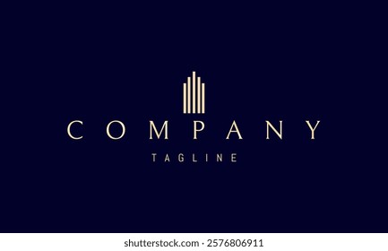 Vector golden logo with an abstract image of massive columns.